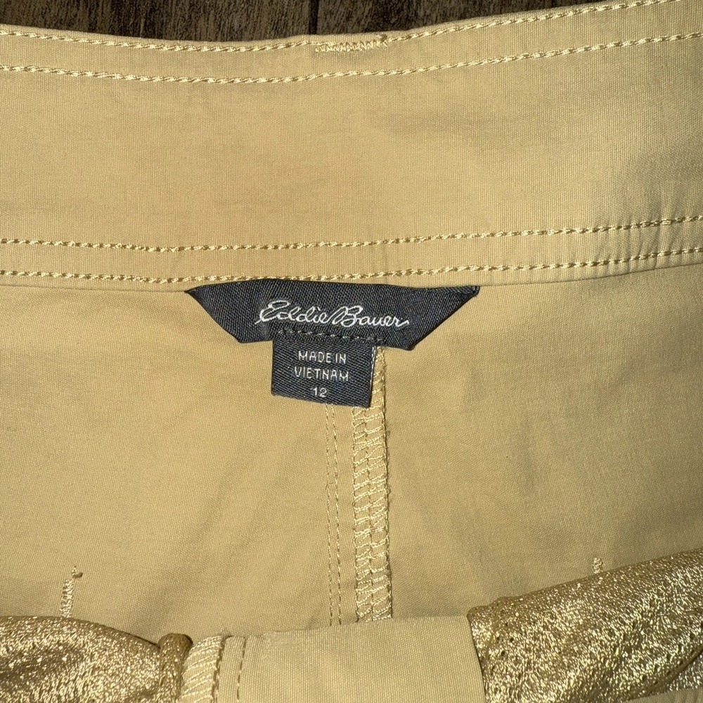 Eddie Bauer Women's Yellow Cargo Shorts Size 12 Hiking‎ Outdoor Inseam 4.5" - Picture 4 of 7